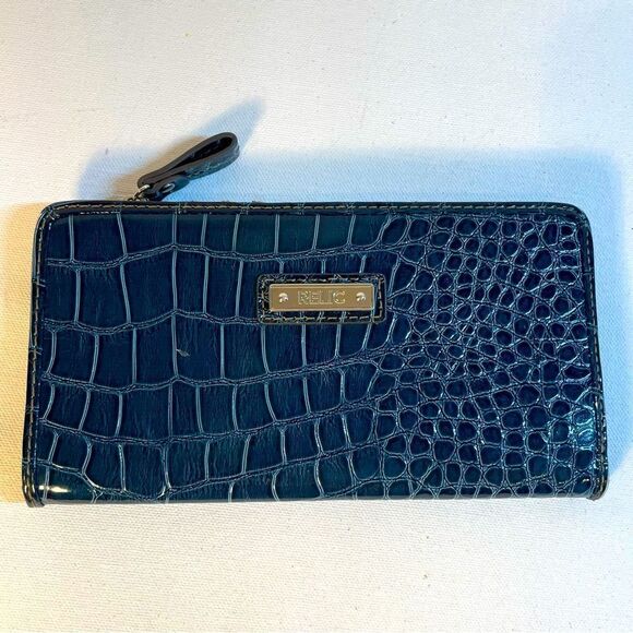 RELIC turquoise navy teal vegan croc wallet 🐊 - Picture 1 of 10